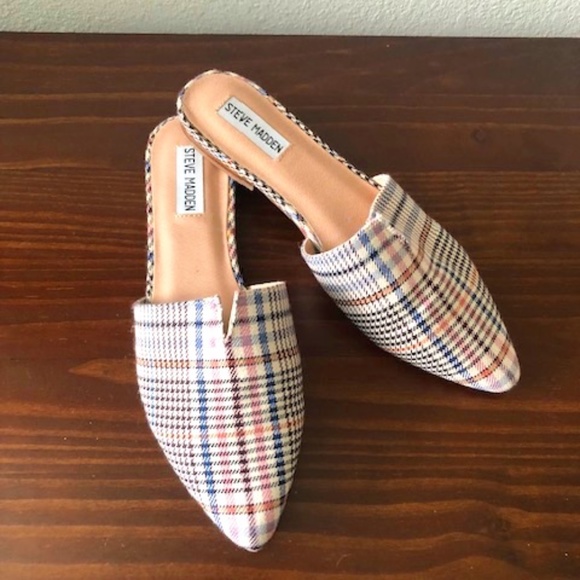 Steve Madden Ally Plaid flat slip on Mules sz 10 medium - Picture 2 of 9